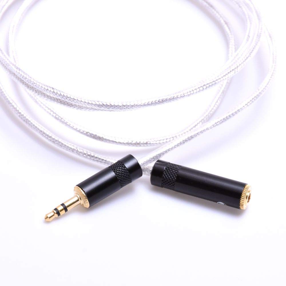 GAGACOCC 1.2M (4Feet)3.5mm Male to 3.5mm Female Headphone Extension Cable Crystal Clear Silver Plated Shield Cable Audio Adapter Headphone Upgrade Cable
