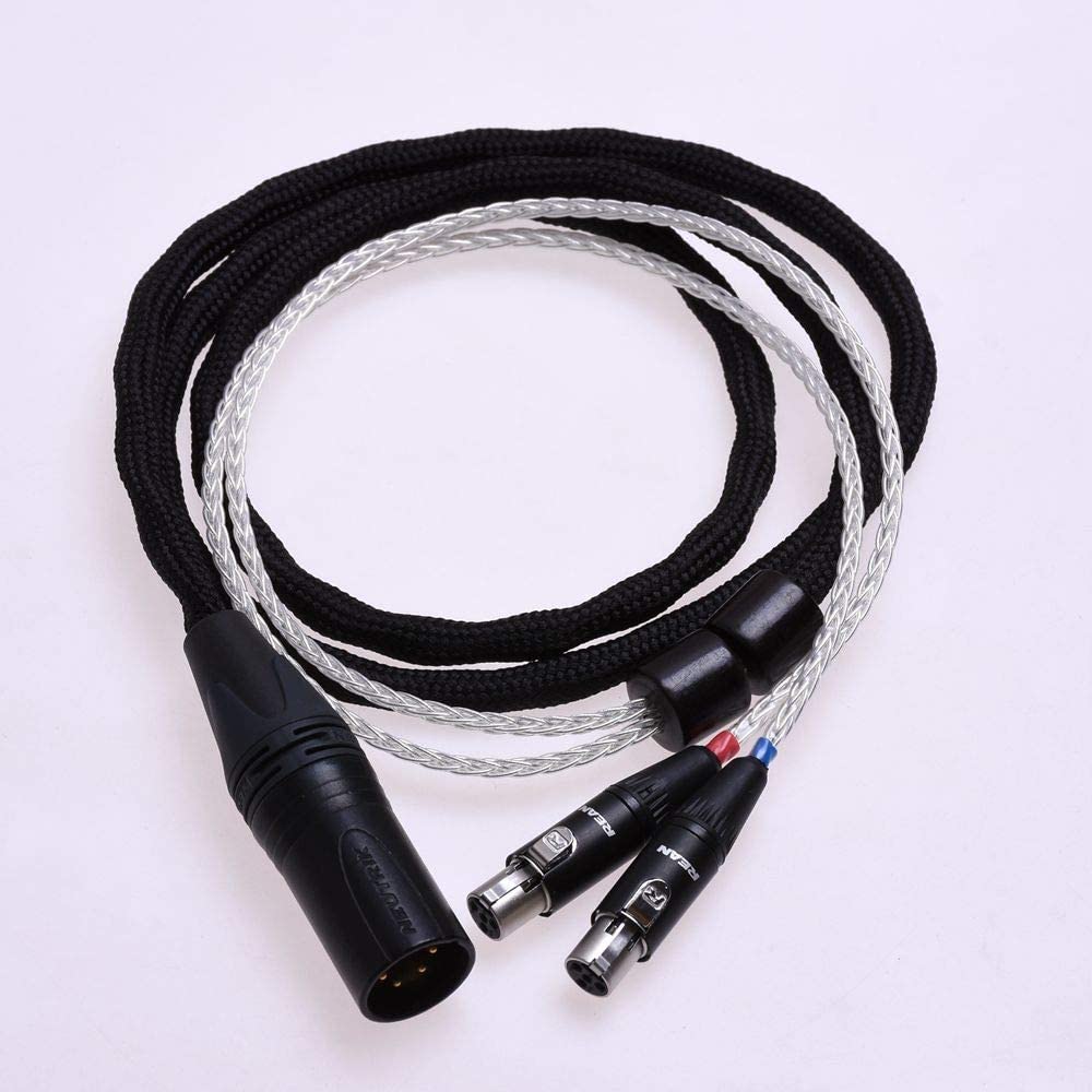 GAGACOCC 4-Pin XLR Balance Black casing 16 Cores Silver Plated Cable 5N Pcocc for Audeze LCD-2 LCD-3 LCD-4 LCD-X LCD-XC Headphone Upgrade Cable Extension Cord