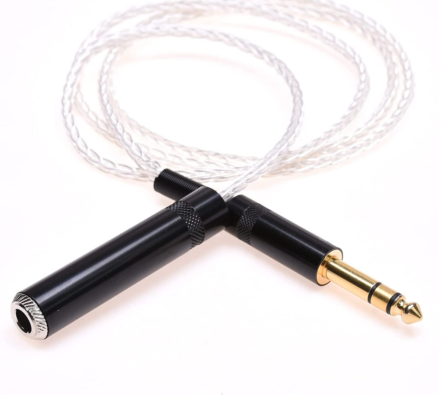 1/4 6.35mm Male to 6.35mm Female Headphone Extension Cable 8Cores Silver Plated HiFi Cable Audio Adapter