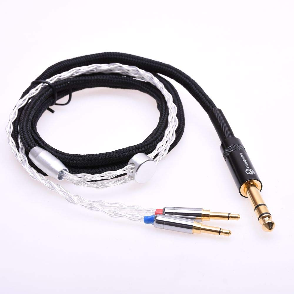 GAGACOCC Black Sleeve 8 Cores Silver Plated Headphone Upgrade Cable Mono 3.5mm Plug for Hifiman Arya HE1000se HE5se HE6se HE4xx AH-D600 AH-D7100 AH-D7200 AH-D9200