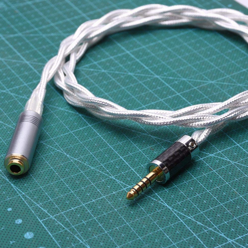 GAGACOCC 4.4MM Male to 4.4MM Female Balanced Crystal Clear Silver Plated Shield Audio Adapter Upgrade Headphone Extension Cable for Sony NW-WM1Z 1A MDR-Z1R TA-ZH1ES PHA-2
