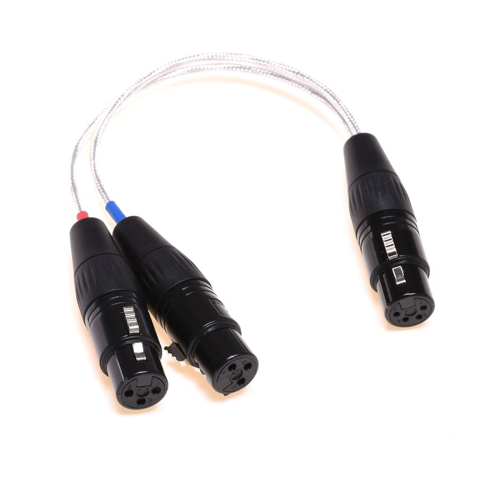 XLR 2X 3Pin XLR Female to 4 Pin XLR Female Balanced Audio Adapter Cable XLR Female to Female Cable 20CM