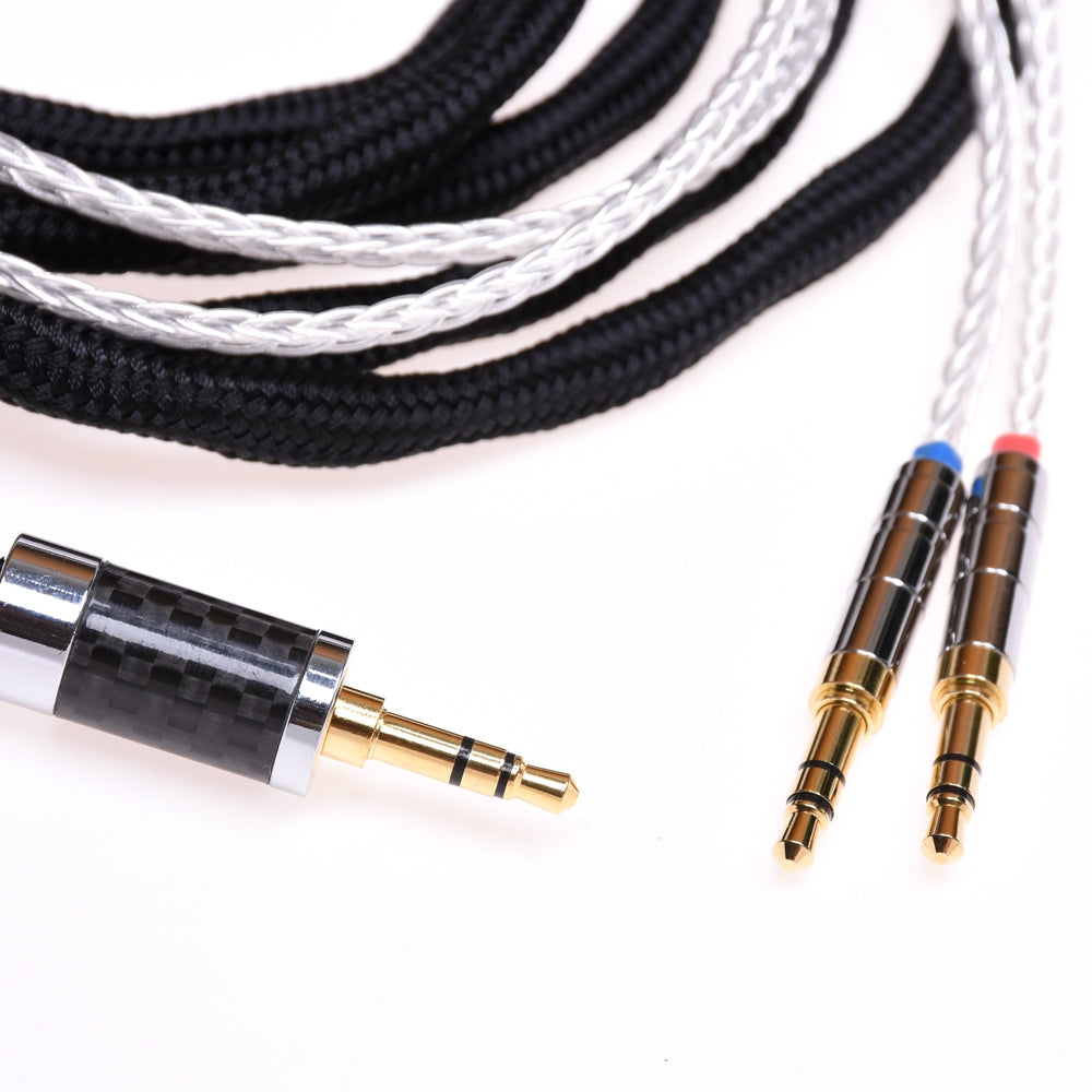 Dual 3.5mm 16 Cores Silver Plated HiFi Cable for Hifiman Arya HE1000se HE5se HE6se HE4xx Denon AH-D7200 AH-D9200 Headphone Upgrade Cable Extension