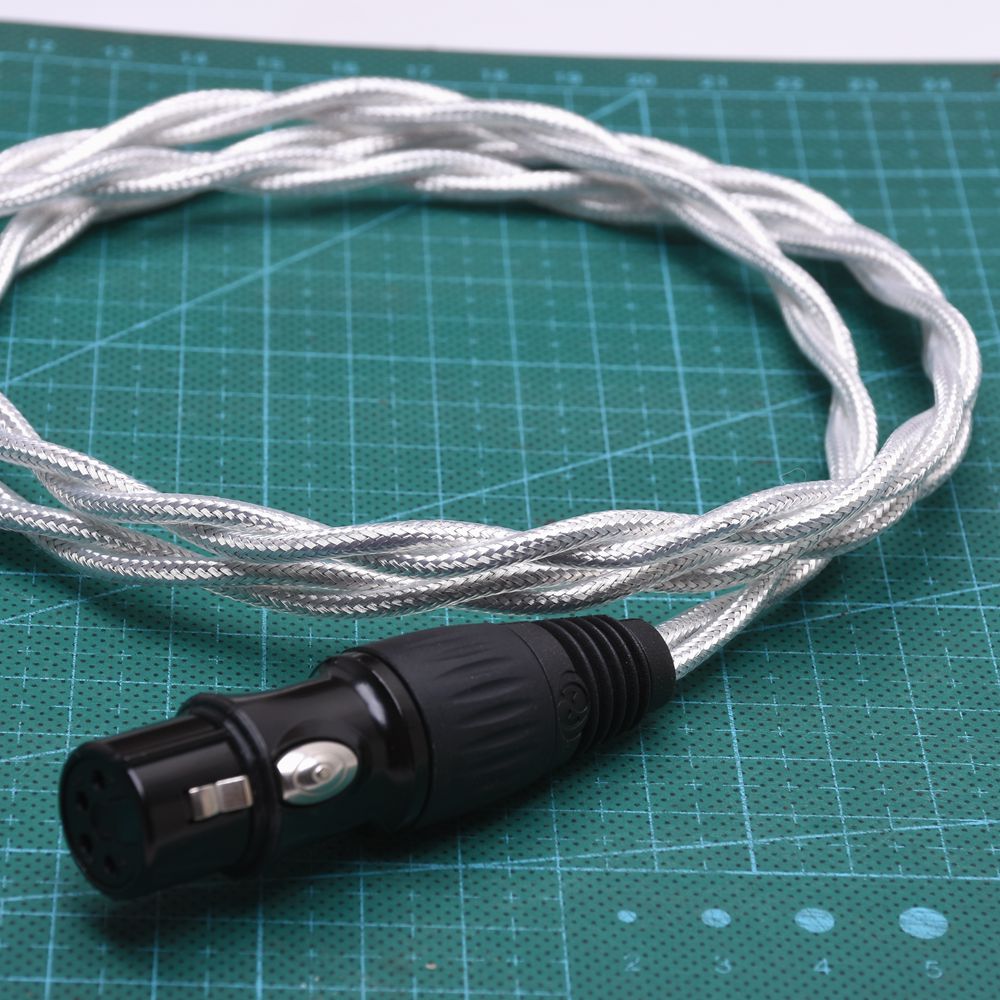 4 Pin XLR Male to 4-Pin XLR Female Balanced Extension Cable Crystal Clear Silver Plated Shield Cable Balanced Audio Cable