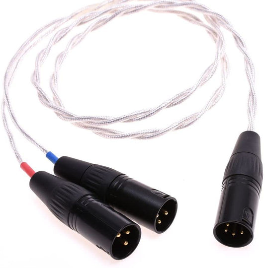 GAGACOCC XLR Cable Clear Silver Plated Shield 2X 3-Pin XLR Male to 4-Pin XLR Male Balanced Audio Adapter Cable 4 Pin XLR Balanced Cable