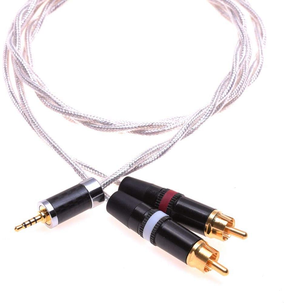 GAGACOCC RCA Cable Silver Plated Shield 2.5MM TRRS Male Balanced to 2 RCA Male Audio Adapter Cable for Astell&Kern AK120II AK240 AK380 AK320 Onkyo DP-X1 DP-X1A FIIO X5III XDP-300R