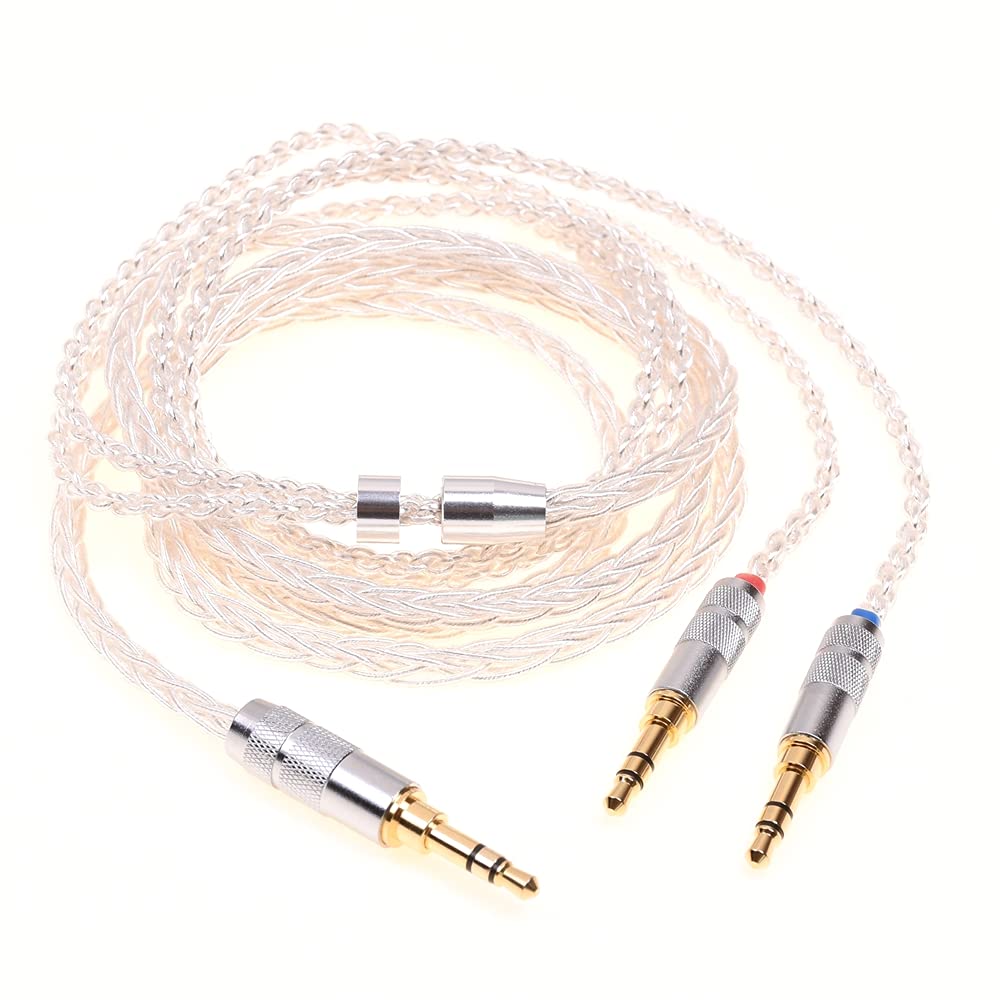 GAGACOCC Soft TPE Clear 8 Cores Silver Plated Headphones Upgrade Cable Dual 3.5mm Compatible for Hifiman Arya HE1000se HE4XX HE400I Ananda