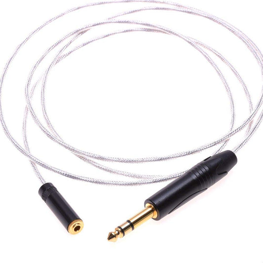 GAGACOCC 1/4 6.35MM 1/8 3.5MM Male to 3.5MM Female Headphone Extension Cable Crystal Silver Plated Shield Cable Audio Adapter Upgrade Cable