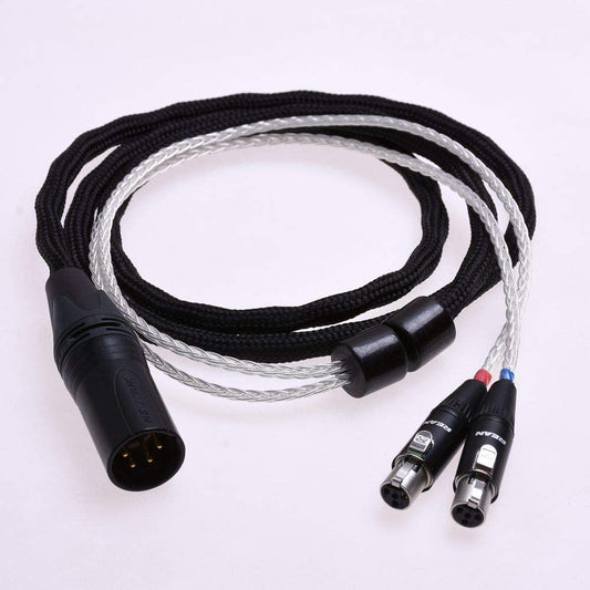 GAGACOCC 4-Pin XLR Balance Black casing 16 Cores Silver Plated Cable 5N Pcocc for Audeze LCD-2 LCD-3 LCD-4 LCD-X LCD-XC Headphone Upgrade Cable Extension Cord