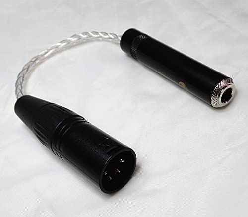 DIY 8 Cores Silver Plated 4-pin XLR Balanced Male to 1/4 6.35mm Female Headphone Cable TRS Audio Adapter