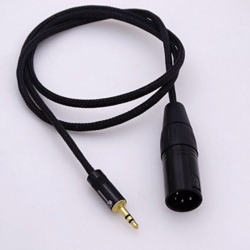 GAGACOCC 1meter Black Nylon Sleeve 4 cores Silver Plated Wires 3.5mm Male to 4-pin XLR Male Balanced Audio Cable Headphone Extension Cable