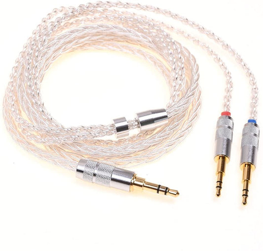 GAGACOCC Soft TPE Clear 8 Cores Silver Plated Headphones Upgrade Cable Dual 2.5mm Compatible for Hifiman HE1000 HE400S He400i HE560 Oppo PM-1 PM-2