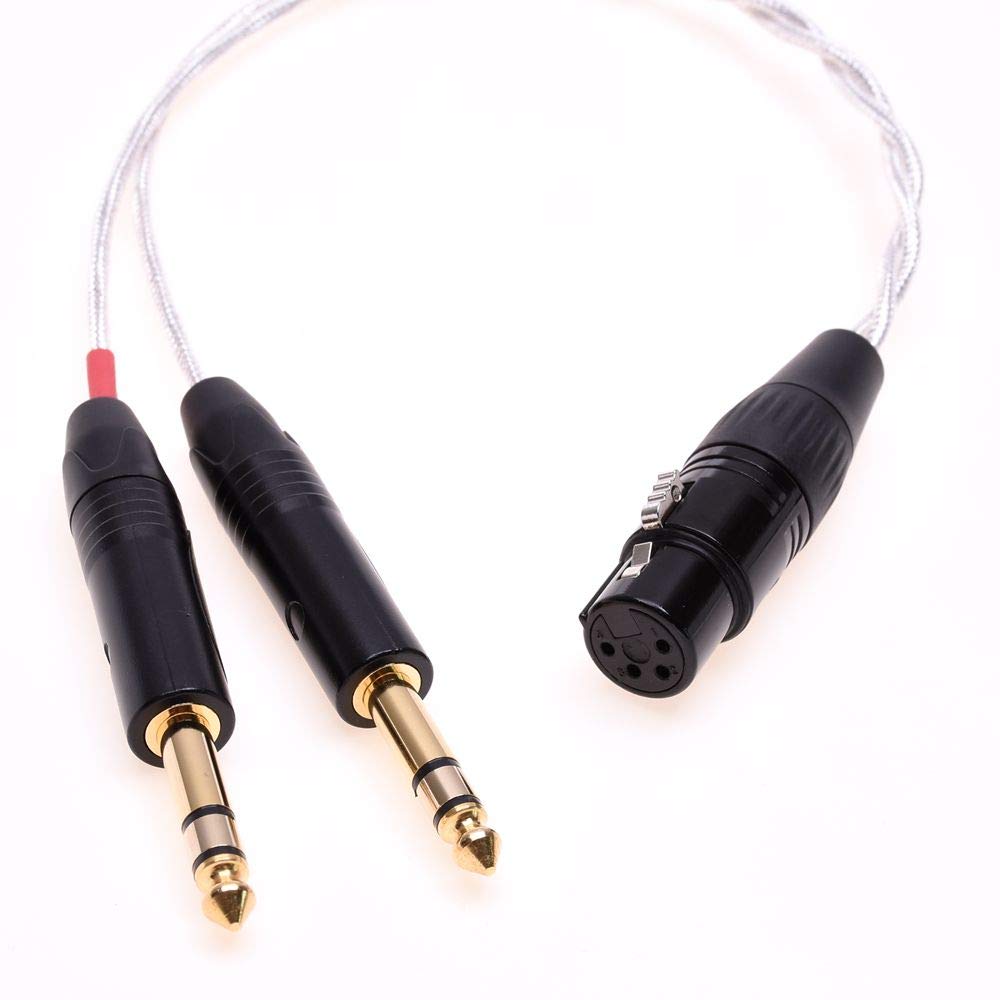 Clear DIY 2x2 Crystal Silver Plated Shield Cable for Mytek Brooklyn DAC 2 1/4 6.35mm Male to 4-pin XLR Female Balanced Adapter