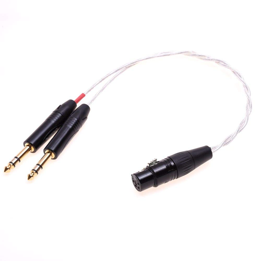 Clear DIY 2x2 Crystal Silver Plated Shield Cable for Mytek Brooklyn DAC 2 1/4 6.35mm Male to 4-pin XLR Female Balanced Adapter