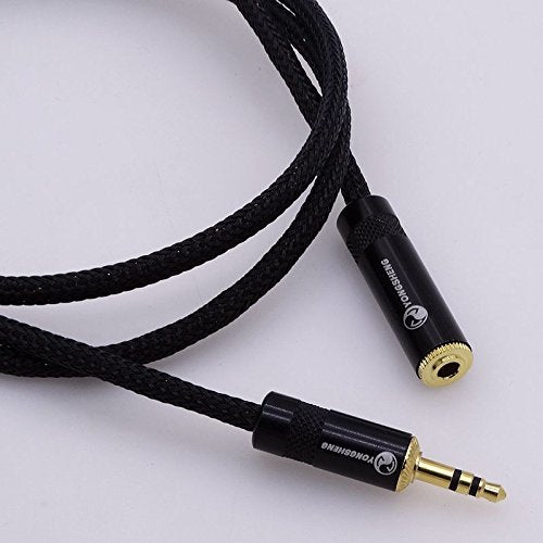 GAGACOCC 1.5meter Black Nylon Sleeve 4 cores Copper Wire 3.5mm Male to 3.5mm Female car aux Audio Cord Headphone Extension Cable