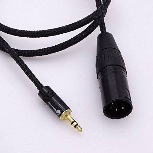 GAGACOCC 1meter Black Nylon Sleeve 4 cores Silver Plated Wires 3.5mm Male to 4-pin XLR Male Balanced Audio Cable Headphone Extension Cable