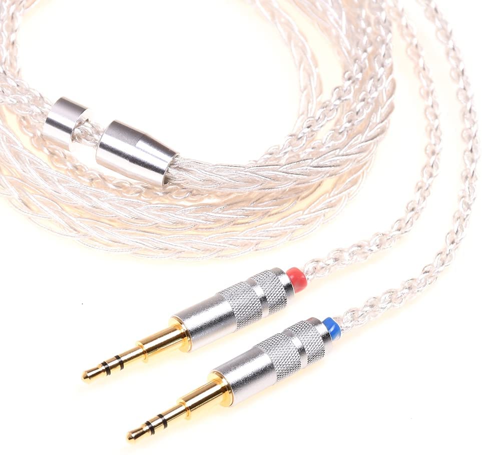 GAGACOCC Soft TPE Clear 8 Cores Silver Plated Headphones Upgrade Cable Dual 2.5mm Compatible for Hifiman HE1000 HE400S He400i HE560 Oppo PM-1 PM-2