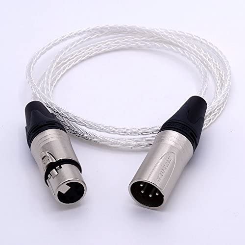 GAGACOCC DIY 2m (15feet) 4 Pin XLR Male to Female Balanced Audio 8 cores 5N PCOCC Silver Plated Upgrade Cable Audio Connection Headphone Extension Cable