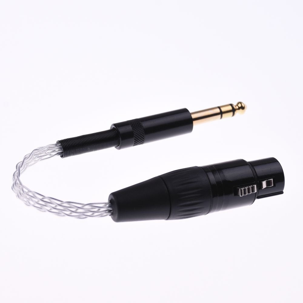 GAGACOCC 8 Cores Flat Braid Pcocc Silver Plated Cable 1/4 6.35mm Male to 4-pin XLR Female Balanced Cable Hi-end Headphone Audio Adapter