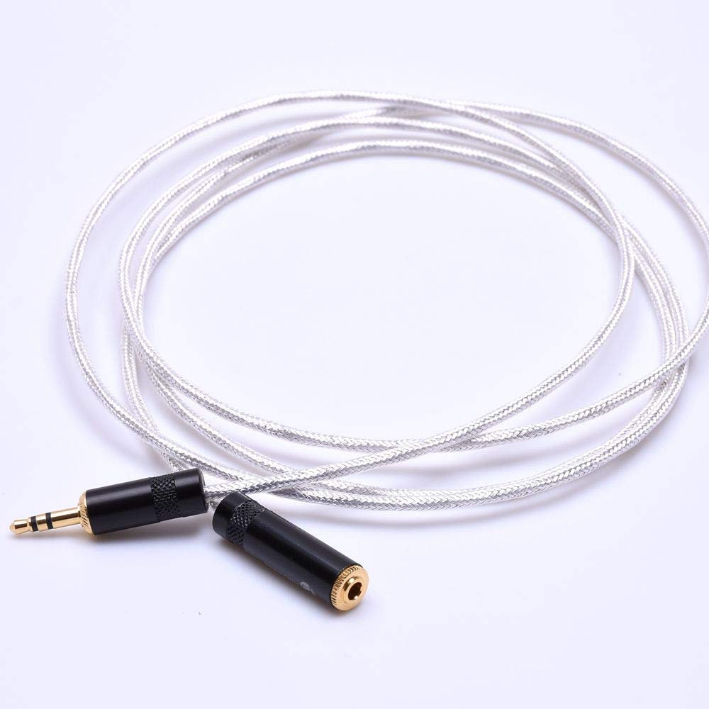 GAGACOCC 1/4 6.35MM 1/8 3.5MM Male to 3.5MM Female Headphone Extension Cable Crystal Silver Plated Shield Cable Audio Adapter Upgrade Cable