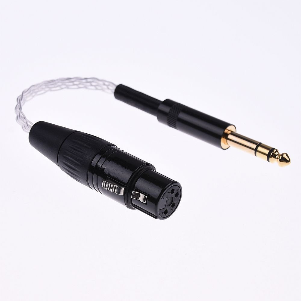 GAGACOCC 8 Cores Flat Braid Pcocc Silver Plated Cable 1/4 6.35mm Male to 4-pin XLR Female Balanced Cable Hi-end Headphone Audio Adapter