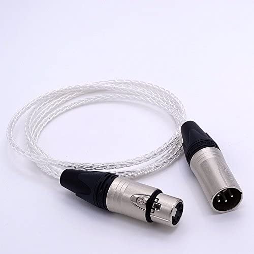 GAGACOCC DIY 2m (15feet) 4 Pin XLR Male to Female Balanced Audio 8 cores 5N PCOCC Silver Plated Upgrade Cable Audio Connection Headphone Extension Cable
