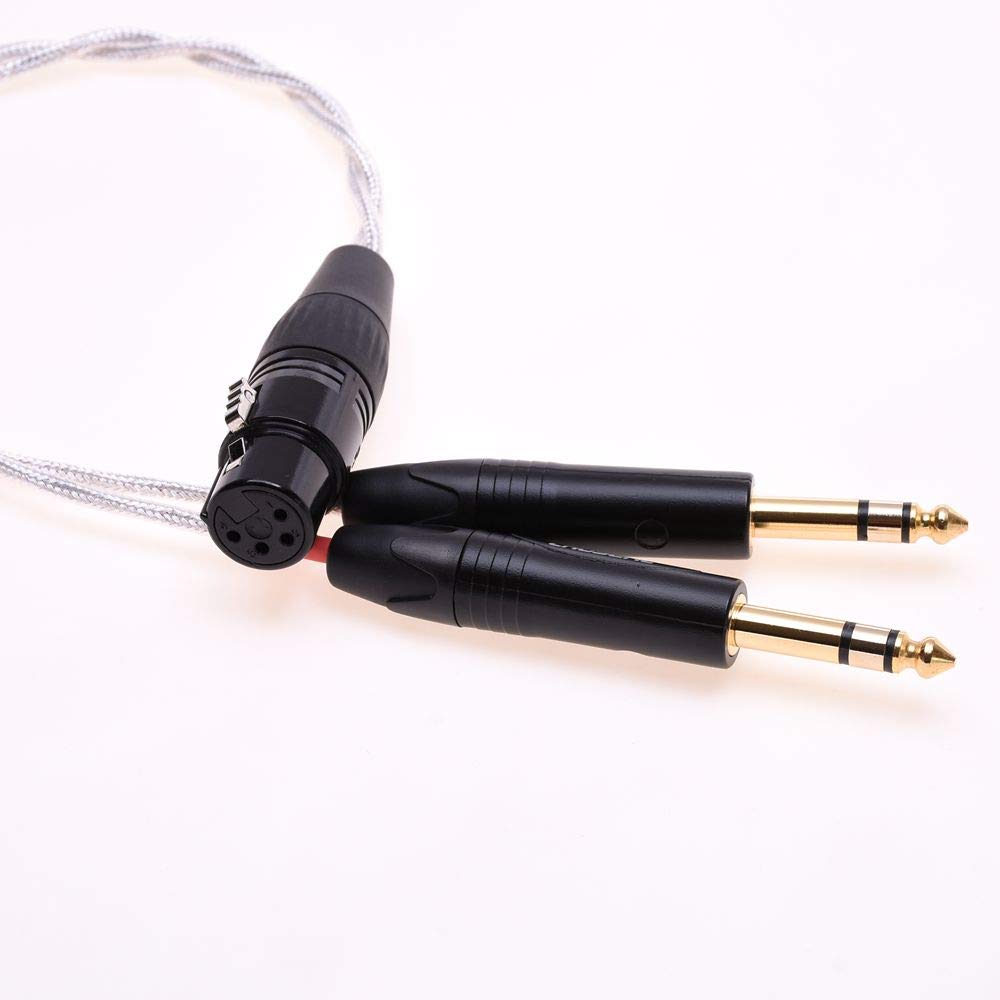 Clear DIY 2x2 Crystal Silver Plated Shield Cable for Mytek Brooklyn DAC 2 1/4 6.35mm Male to 4-pin XLR Female Balanced Adapter