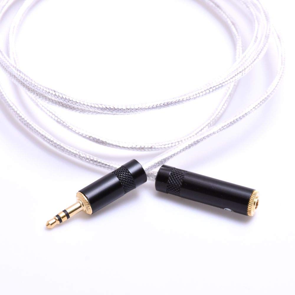 GAGACOCC 1.2M (4Feet）3.5mm Male to 3.5mm Female Headphone Extension Cable Crystal Clear Silver Plated Shield Cable Audio Adapter Headphone Upgrade Cable