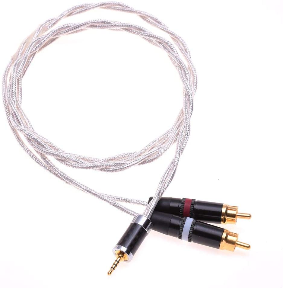 GAGACOCC RCA Cable Silver Plated Shield 2.5MM TRRS Male Balanced to 2 RCA Male Audio Adapter Cable for Astell&Kern AK120II AK240 AK380 AK320 Onkyo DP-X1 DP-X1A FIIO X5III XDP-300R