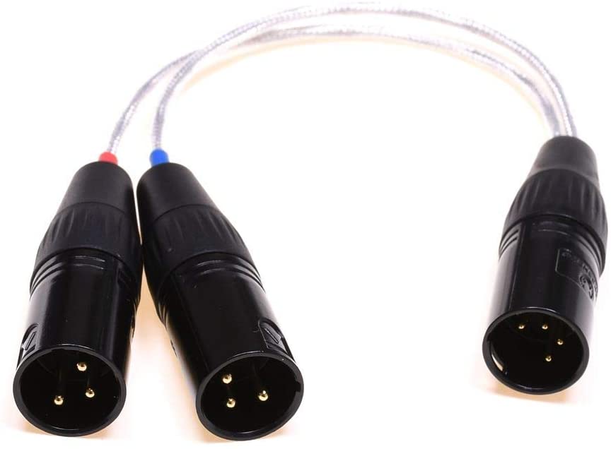 GAGACOCC XLR Cable Clear Silver Plated Shield 2X 3-Pin XLR Male to 4-Pin XLR Male Balanced Audio Adapter Cable 4 Pin XLR Balanced Cable