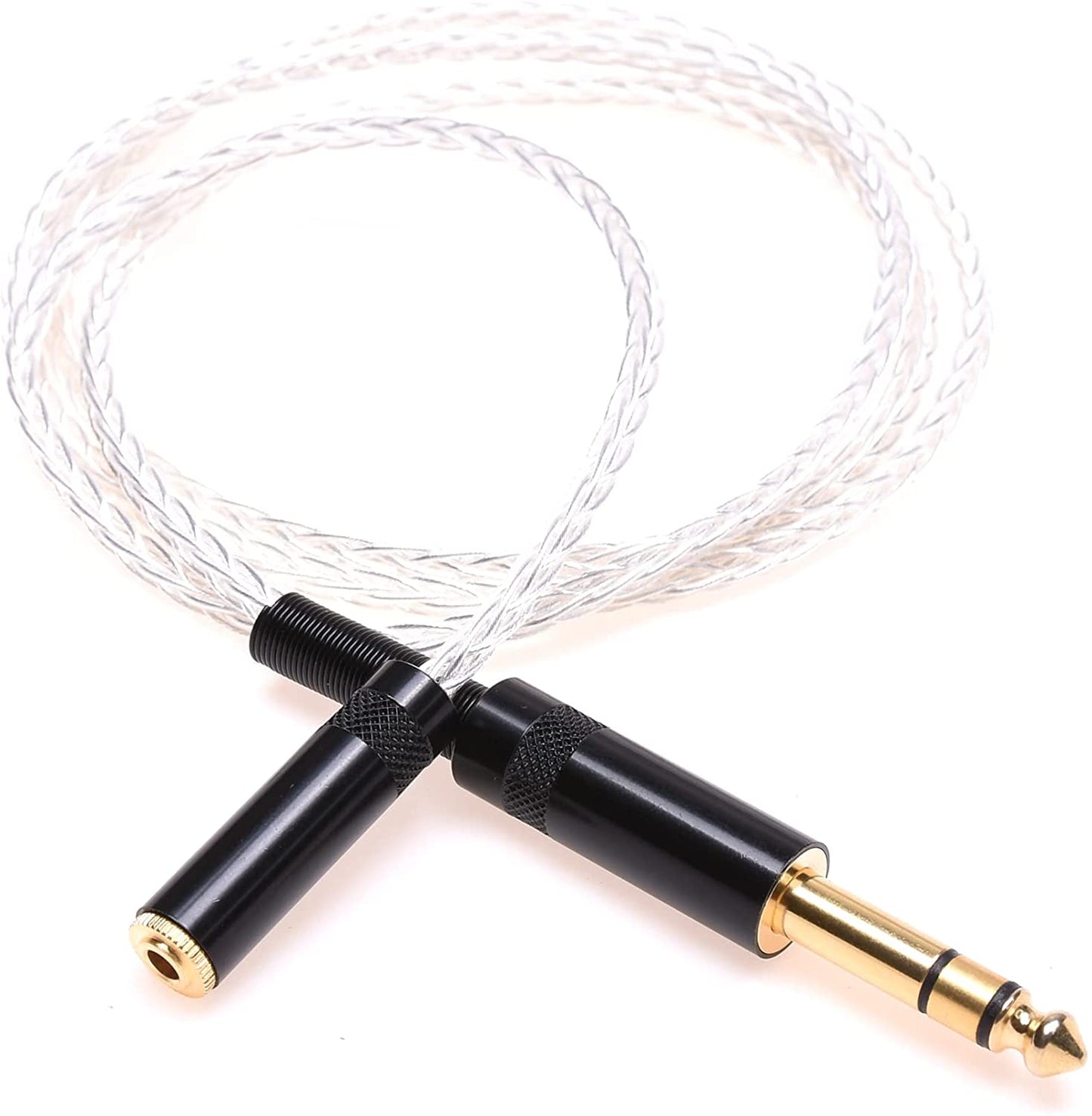 1/4 6.35mm Male to 3.5mm Female Headphone Extension Cable 8Cores Silver Plated HiFi Cable Audio Adapter