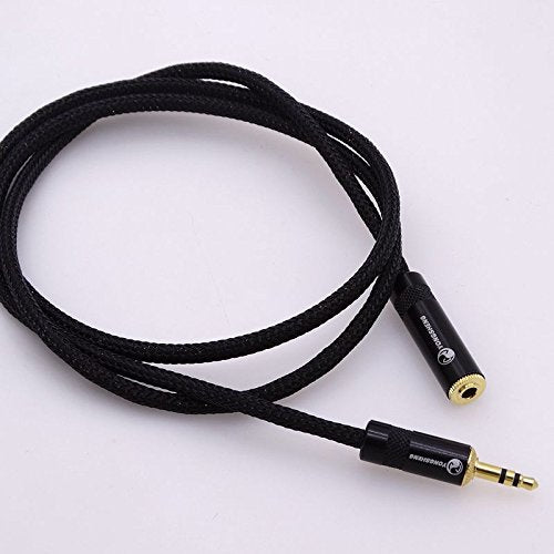 GAGACOCC 1.5meter Black Nylon Sleeve 4 cores Copper Wire 3.5mm Male to 3.5mm Female car aux Audio Cord Headphone Extension Cable