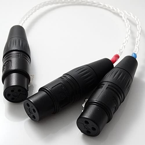 4-pin XLR Female Balanced to 2X 3-pin XLR Female Balanced Audio Adapter Hi-end Pcocc Silver Plated Cable