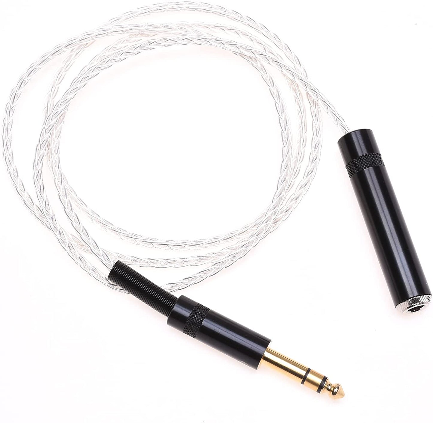 1/4 6.35mm Male to 6.35mm Female Headphone Extension Cable 8Cores Silver Plated HiFi Cable Audio Adapter