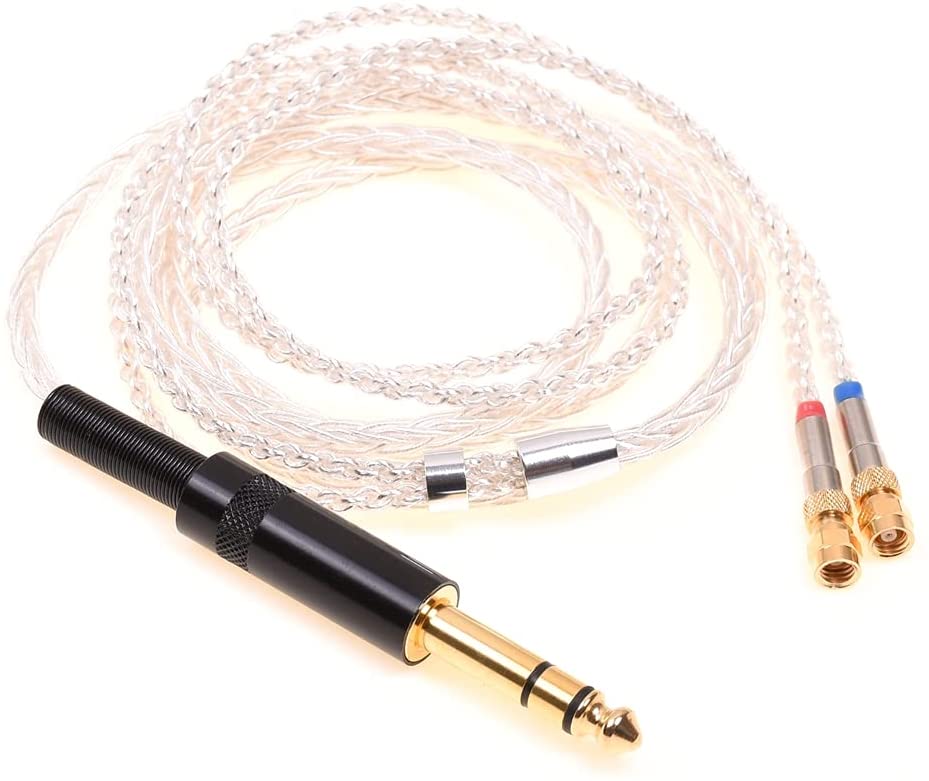 GAGACOCC Soft TPE Clear 8 Cores Silver Plated HiFi Headphones Upgrade Cable Dual SMC Compatible for Hifiman He-5 He-6 He-500 HE560