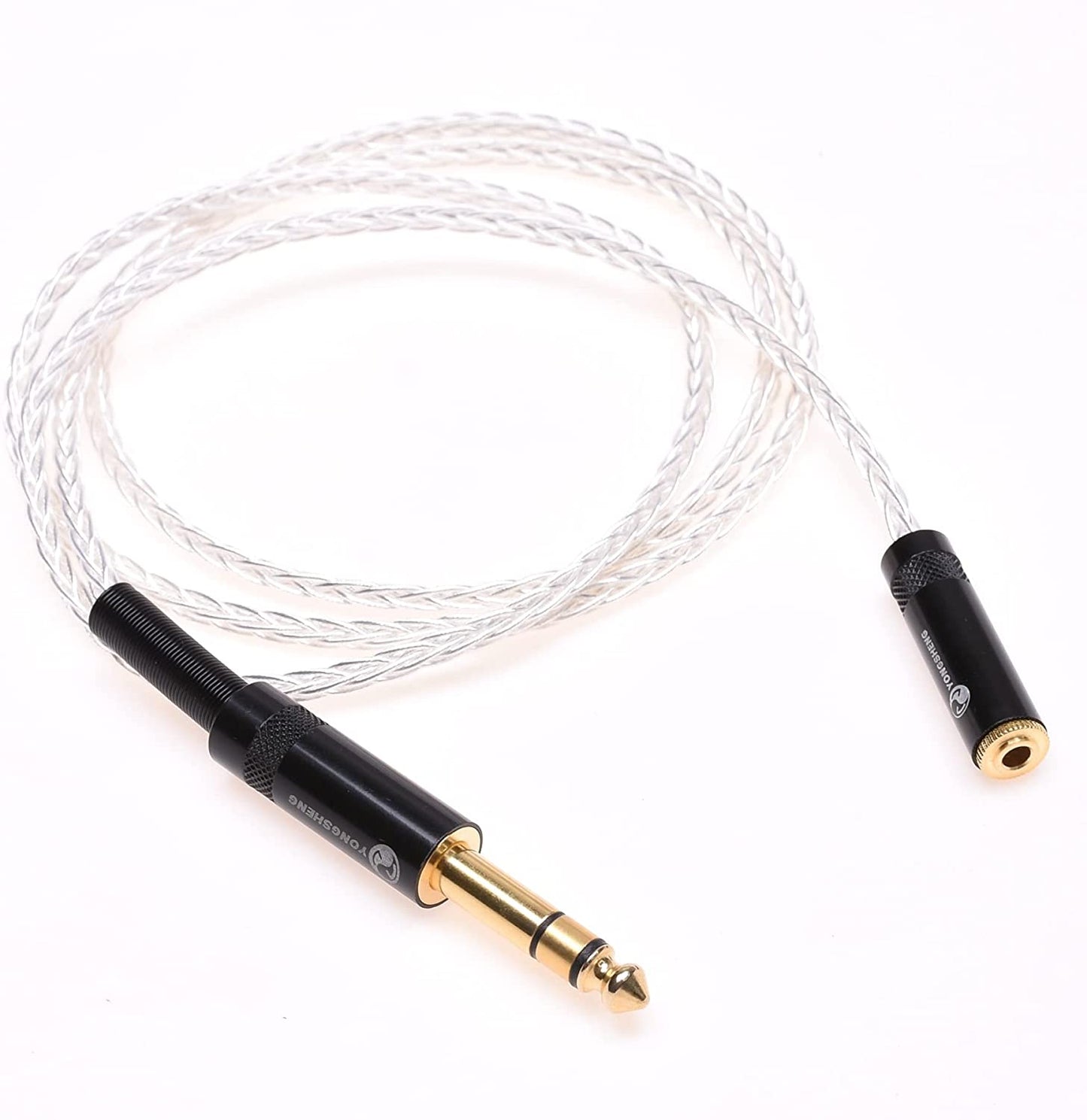 1/4 6.35mm Male to 3.5mm Female Headphone Extension Cable 8Cores Silver Plated HiFi Cable Audio Adapter