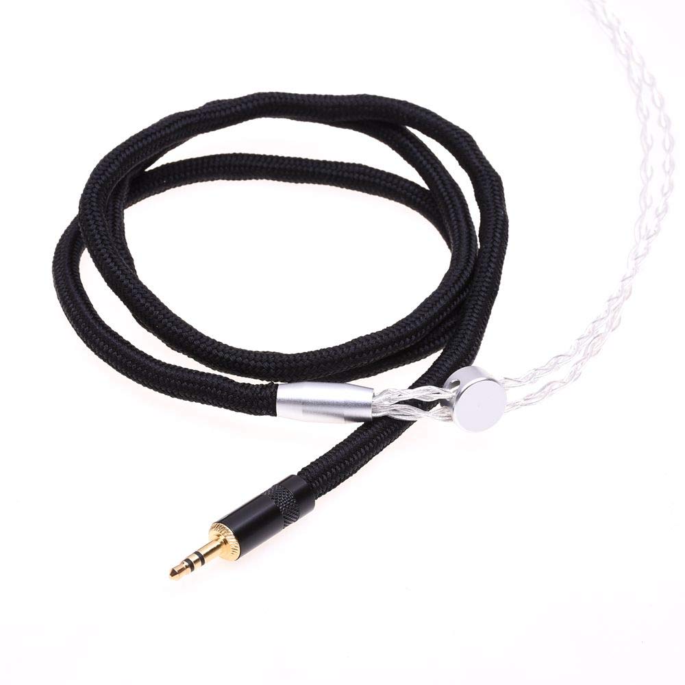 GAGACOCC Black Sleeve 8 Cores Silver Plated Headphone Upgrade Cable Mono 3.5mm Plug for Hifiman Arya HE1000se HE5se HE6se HE4xx AH-D600 AH-D7100 AH-D7200 AH-D9200