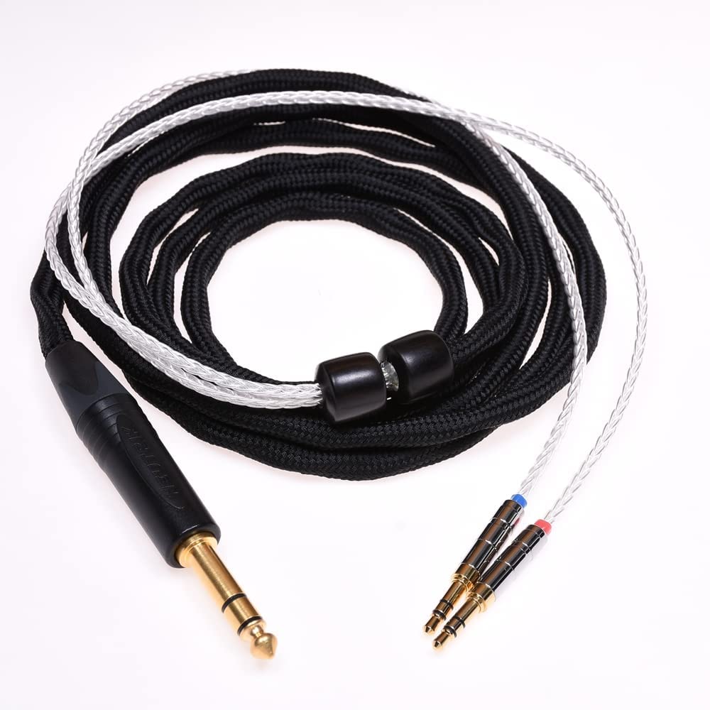 Dual 3.5mm 16 Cores Silver Plated HiFi Cable for Hifiman Arya HE1000se HE5se HE6se HE4xx Denon AH-D7200 AH-D9200 Headphone Upgrade Cable Extension