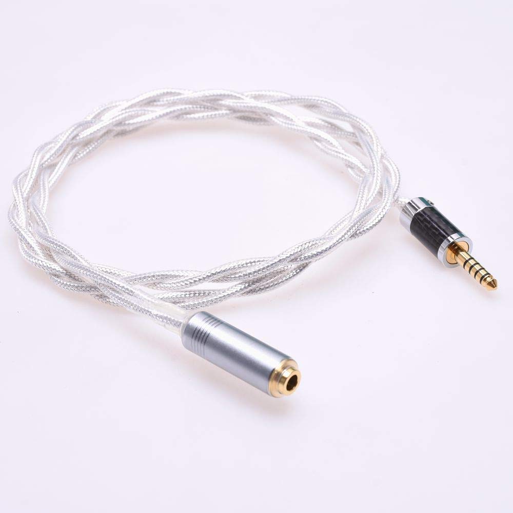GAGACOCC 4.4MM Male to 4.4MM Female Balanced Crystal Clear Silver Plated Shield Audio Adapter Upgrade Headphone Extension Cable for Sony NW-WM1Z 1A MDR-Z1R TA-ZH1ES PHA-2