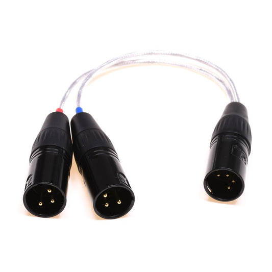 GAGACOCC XLR Cable 20CM Clear Silver Plated Shield 2X 3 Pin XLR Male to 4 Pin XLR Male Audio Cable 4 Pin Balanced Cable