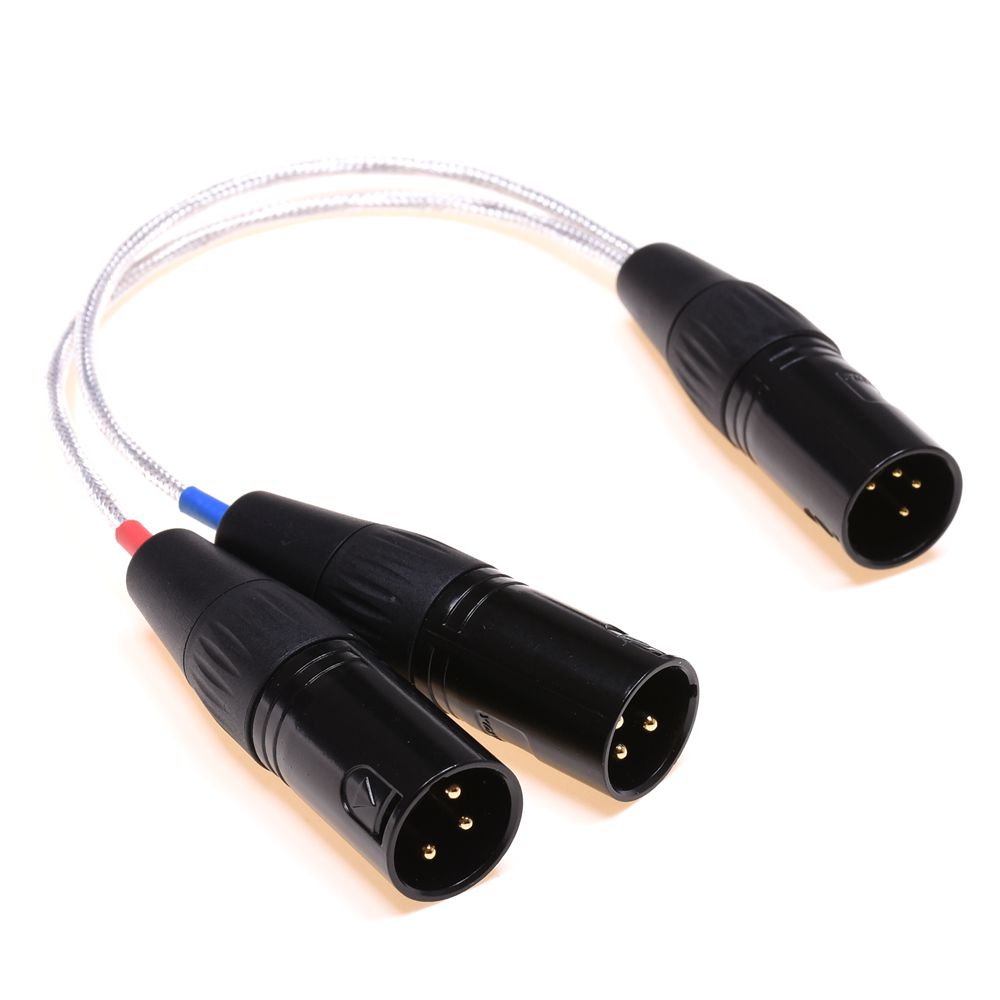 GAGACOCC XLR Cable 20CM Clear Silver Plated Shield 2X 3 Pin XLR Male to 4 Pin XLR Male Audio Cable 4 Pin Balanced Cable