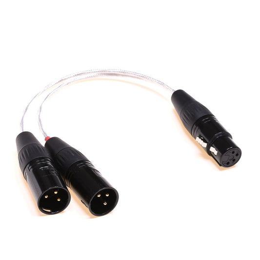 XLR Clear Silver Plated Shield Cable 2X 3 Pin XLR Male to 4 Pin XLR Female Audio Adapter Cable 4 Pin Balanced Cable 20CM