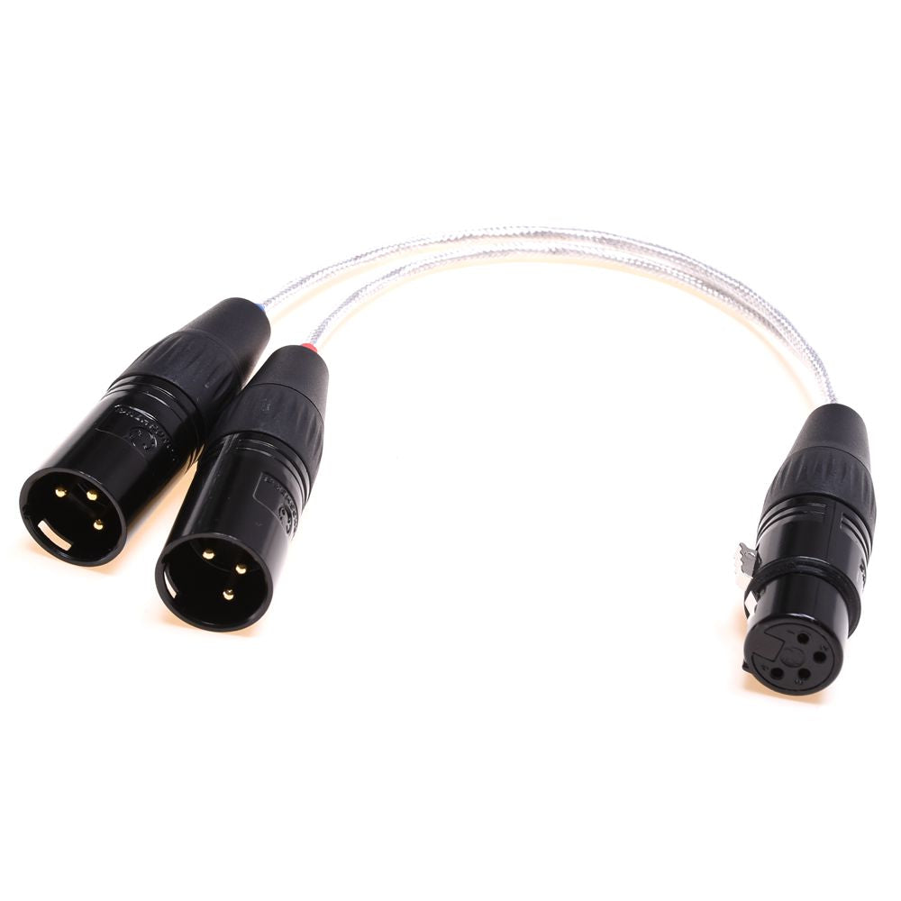 XLR Clear Silver Plated Shield Cable 2X 3 Pin XLR Male to 4 Pin XLR Female Audio Adapter Cable 4 Pin Balanced Cable 20CM