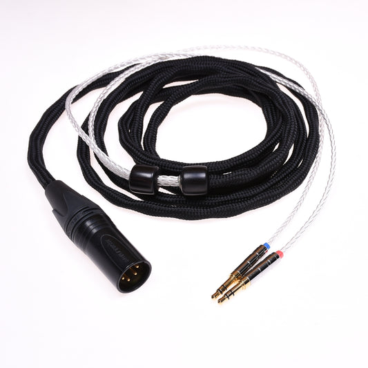 Dual 3.5mm 16 Cores Silver Plated HiFi Cable for Hifiman Arya HE1000se HE5se HE6se HE4xx Denon AH-D7200 AH-D9200 Headphone Upgrade Cable Extension
