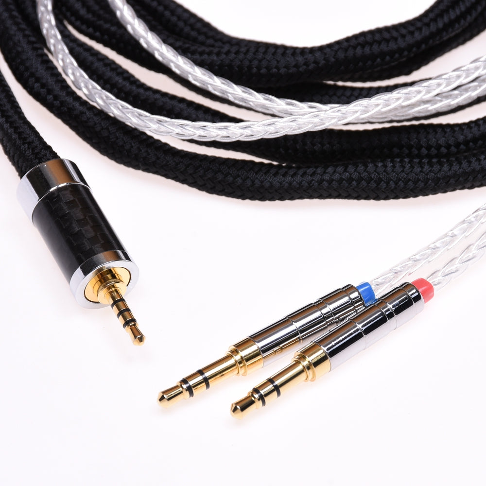 Dual 3.5mm 16 Cores Silver Plated HiFi Cable for Hifiman Arya HE1000se HE5se HE6se HE4xx Denon AH-D7200 AH-D9200 Headphone Upgrade Cable Extension