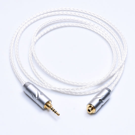 Clear Silver Plated Cable 2.5mm Male to 2.5mm Female TRRS Balanced Audio Adapter Extension Cable Compatible for Astell&Kern AK240 onkyo DP-X1 FIIO X5III XDP-300R iBasso DX200