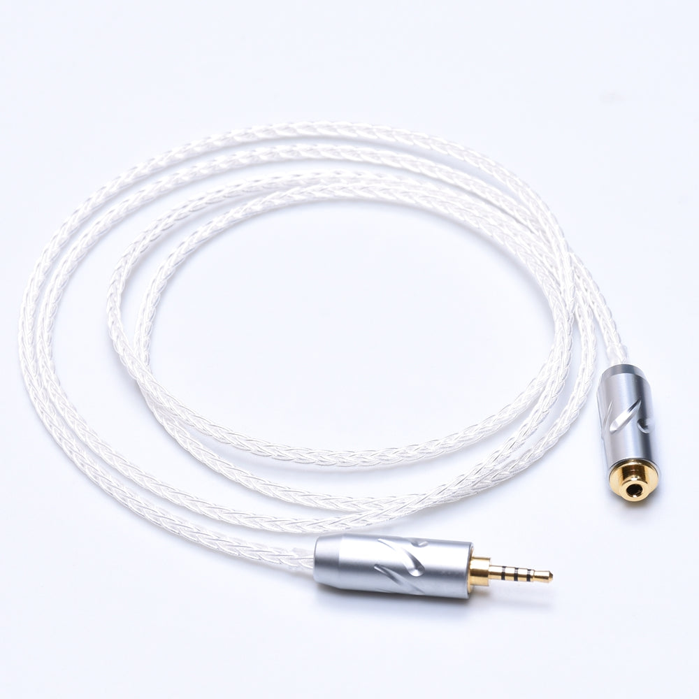 Clear Silver Plated Cable 2.5mm Male to 2.5mm Female TRRS Balanced Audio Adapter Extension Cable Compatible for Astell&Kern AK240 onkyo DP-X1 FIIO X5III XDP-300R iBasso DX200