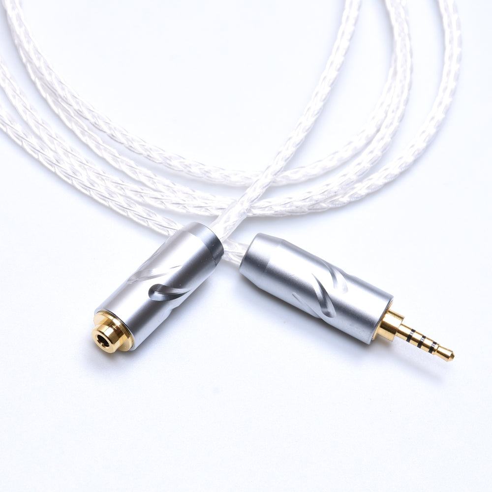 Clear Silver Plated Cable 2.5mm Male to 2.5mm Female TRRS Balanced Audio Adapter Extension Cable Compatible for Astell&Kern AK240 onkyo DP-X1 FIIO X5III XDP-300R iBasso DX200