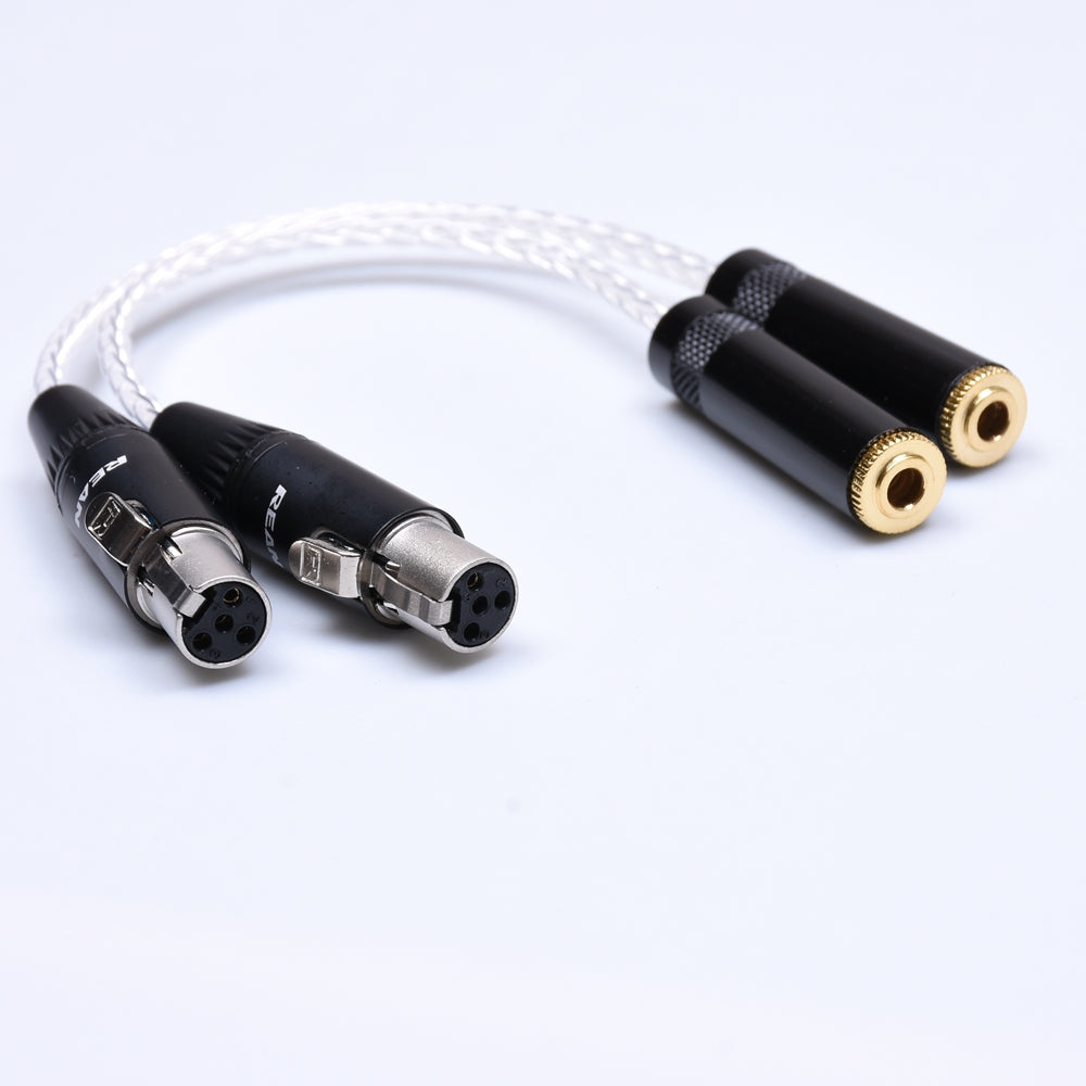 Dual Mini 4pin XLR Female to 3.5mm Female Audio Adapter Compatible for ZMF Eikon Auteur Audeze LCD-2 LCD-3 LCD-4 LCD-X LCD-XC