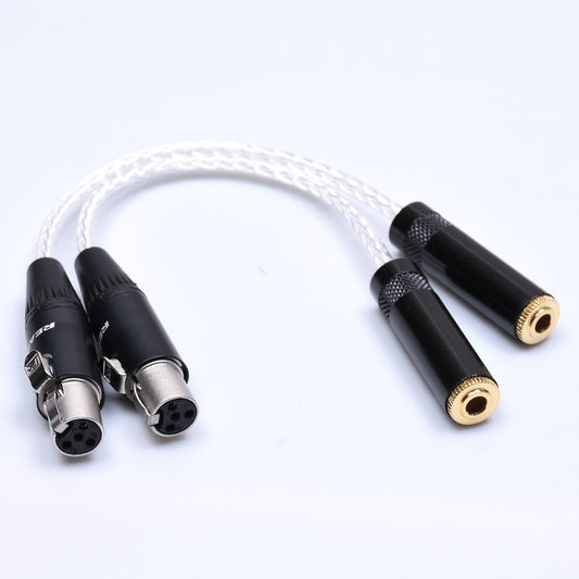 Dual Mini 4pin XLR Female to 3.5mm Female Audio Adapter Compatible for ZMF Eikon Auteur Audeze LCD-2 LCD-3 LCD-4 LCD-X LCD-XC